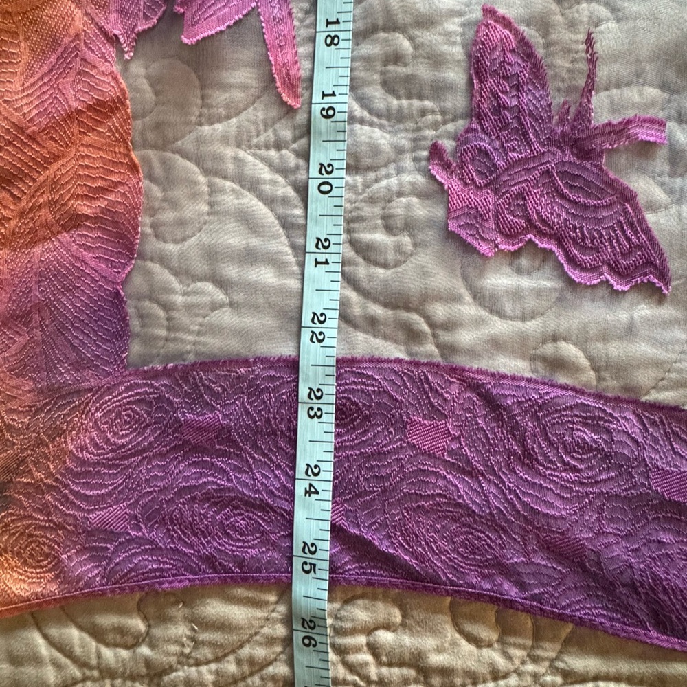 NWT Spain in America Velvet Burnout Scarf Purple Orange Combo - Picture 9 of 10